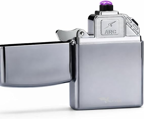 Valkyrie USB Şarjlı Elektronik Çakmak | 4 Elektrotlu X Tip Mor Arc | Rüzgar Geçirmez, Alevsiz Silver