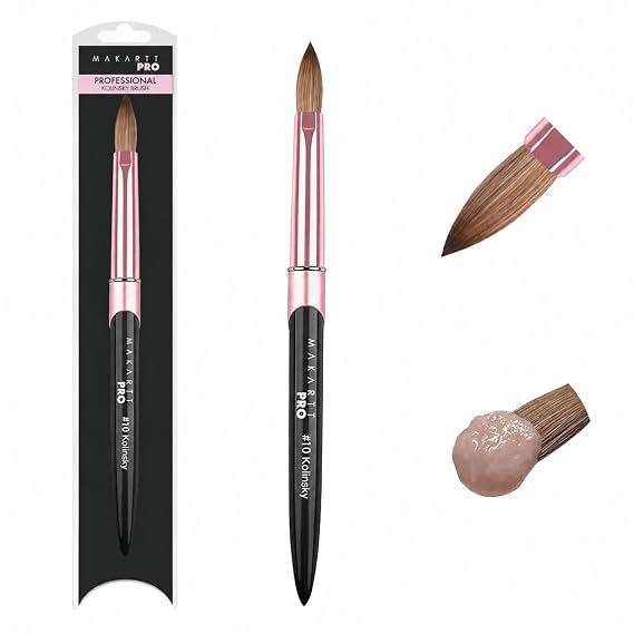 MakarttPro Kolinsky Acrylic Brush #10, Pure Kolinsky Hair for Acrylic Nails