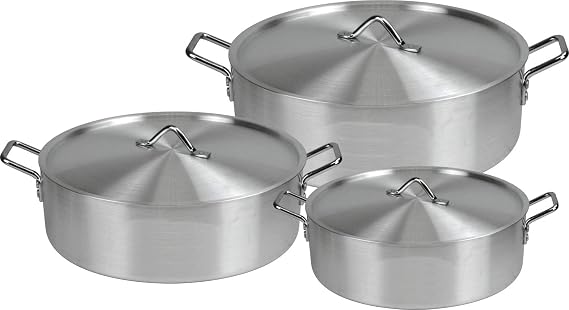 Sterling Ventures Klassic Aluminium Cookware Set Casserole Catering Cooking Pots 24-26-30cm