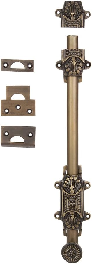 A29 Solid Brass, Antique Brass Finish, 12 X 1 1/4 inches, Door Sliding Bolt & Latches, 3 Gate Latch, Barrel Bolt, Security Slide Lock for Doors Gates Cabinet, French Doors, Garage Door, Windows