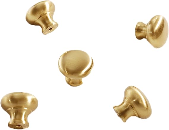 Brass Cabinet knobs - Elegant Gold Cabinet Knobs -Gold knobs for Dresser Drawers - Perfect for Wardrobes, Cabinets, and Drawers 5 Pack