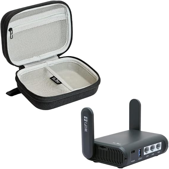 Gadget Organizer Case (Black) & GL.iNet GL-AXT1800 (Slate AX) Pocket-Sized Wi-Fi 6 Gigabit Travel Router