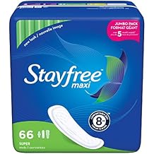 Stayfree Maxi Super Long Pads For Women, Wingless, Reliable Protection and Absorbency of Feminine Periods, 66 count