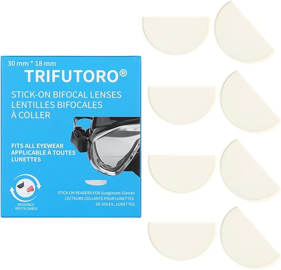 4 Pack Stick On Bifocal Lenses Reader Magnifying Adhesive Reading Lens Sticker Sunglasses Diving Scuba Mask Goggles Glasses Magnifier Add On (4.5, x)