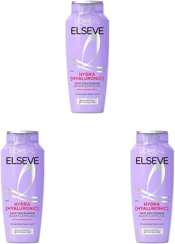 L'Oréal Paris Elseve Hydra [Hyaluronic] Nem Dolduran Bakım Şampuanı 300 ml 3lü paket