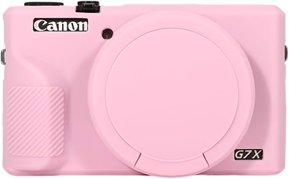 G7X Mark III Case,Soft Silicone Protective Case Ultra-Thin Lightweight for Canon PowerShot G7X Mark III Camera with Removable Lens Cover (Pink)