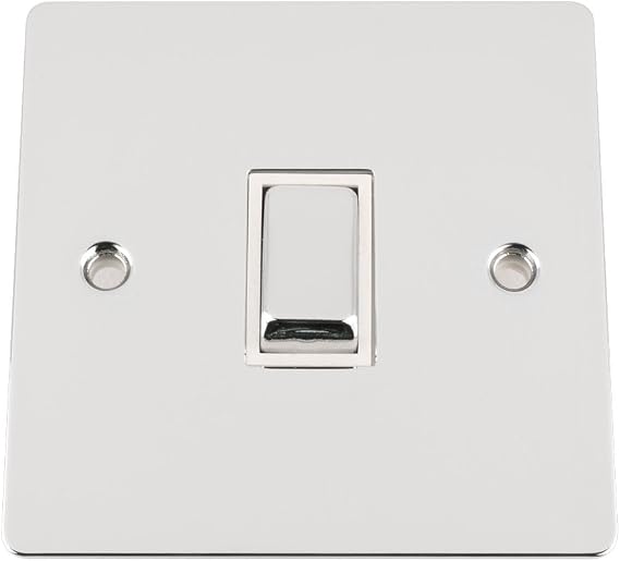 A5 SWI1GCFWC 10 A 1-Gang 2-Way Single Polished Chrome Light Flat Switch with Metal Rocker White Insert