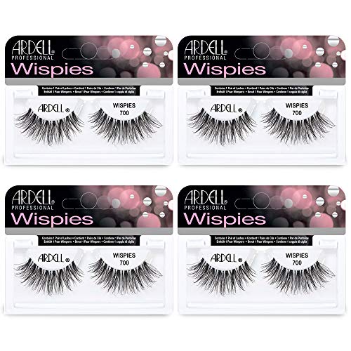 Ardell Wispies 700 False Eyelashes Natural Wispy Lashes for Women, Reusable Fake Lashes Strip, Feathered Look with Invisiband, 4 Pack