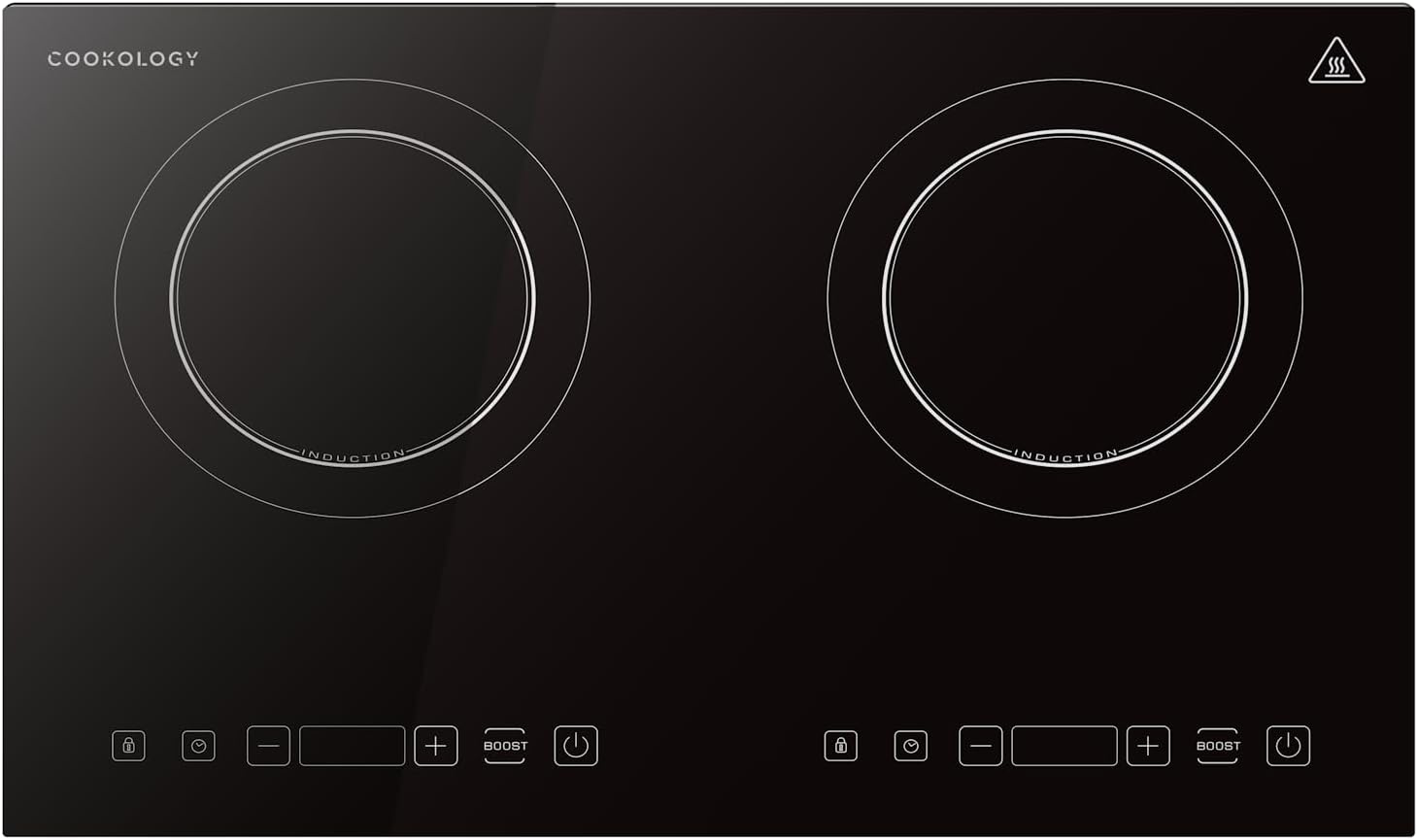 Cookology Dual Zone Induction Hob 3500W Portable Electric Cooktop - 2 Cooking Zones, Touch Controls, Timer, Child Lock, Energy Efficient, Lightweight Compact Design, Black