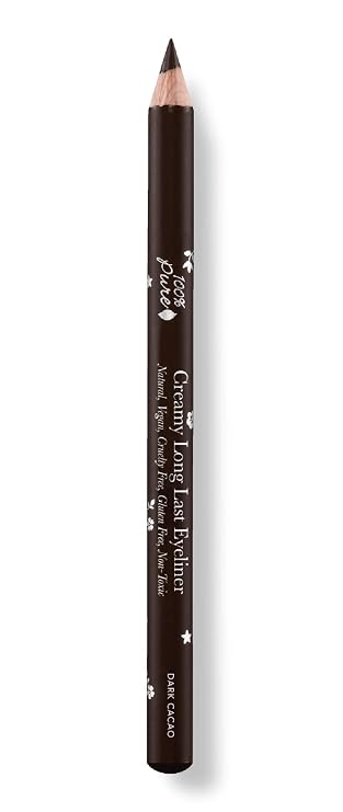 100% PURE Creamy Long Last Eye Liner Pencil - Long-Lasting, Natural & Easy to Apply Antioxidant-Rich Vegan Eye Makeup for All Skin Types - Fruit Pigmented Color Dark Cacao (Deep Brown) - 0.14 oz | Antioxidant-Rich; Vegan, Fruit Pigmented