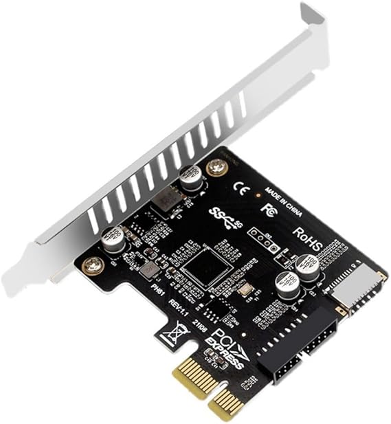 ChenYang USB 3.0 20Pin & USB 3.1 Gen 1 Type-E Front Panel Socket to PCI-E 1X PCI Express Expansion Card Adapter