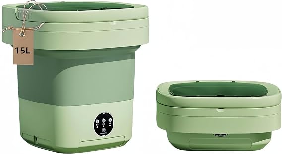 Portable Washing Machine, Mini Washer,15L Upgraded Large Capacity Foldable Washer.Deep Cleaning of Underwear, Baby Clothes and Other Small Clothes.Suitable for Apartments, Dormitories, Hotels.(Green)