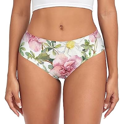 DOMIKING Floral Flowers Womens Underwear Stretch Bikini Panties Soft Briefs for Women Girl Teens XS