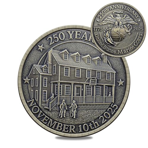 Marine Corps 250th Anniversary Challenge Coin USMC Military Commemorative Coin Marine Corps Birthday Gift - Limited Edition Collectible for Marines & Military EnthusiastsRetro-1Pcs