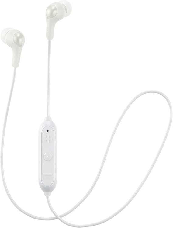 JVC Soft Wireless Earbud with Stayfit Tips, Remote and Mic and Bluetooth White (HA-FX9BTW)
