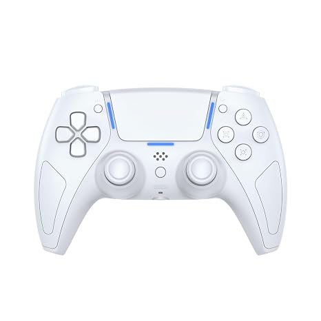 JDDWIN LED Wireless Gaming Controller for PS5/PC/Android/IOS/MAC/Steam Deck,Hall Effect, Bluetooth, 3.5mm Audio Jack, Dual Vibration, 6-Axis Motion Contro Gamepad with Speaker (White)