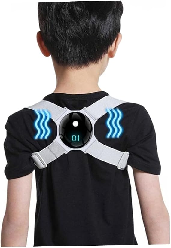 Posture Corrector Kids, Back Straightener Posture Corrector with Smart Sensor Vibration Reminder, Adjustable Posture Trainer for Kids, LCD counting model