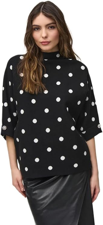 Joseph Ribkoff Women's Jacquard Sweater Dot Print Top