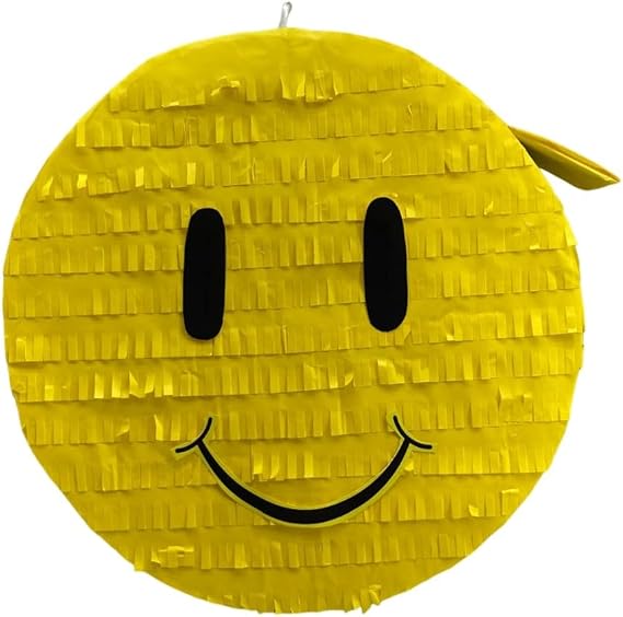 APINATA4U Emoticon Pinata, Yellow & Black Color Emoji Themed Party Pinata, Text Expression Face, Teens Kids Birthday Party Decoration, Smiley Face Gift for Kids, 16x16x4 Inches