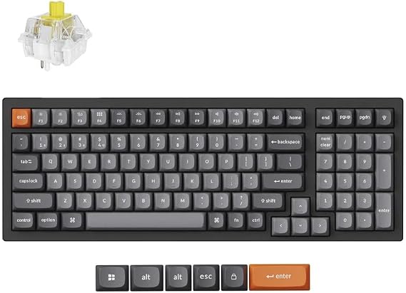 Keychron K4 Max Mechanical Keyboard Wireless with Number Pad, 2.4 GHz/Bluetooth 5.1/Wired Custom Keyboard with 100 Keys, Programmable RGB Backlight Hot-Swappable for Mac Windows Linux