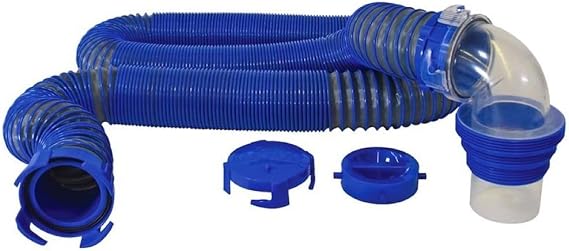 Duraflex 22005 Gator 15 Foot Extended Sewer Hose Kit 3 Inch Diameter 24 Mil Polypropylene Polymer Ribbed Construction Charcoal Gray with Clear Elbow and Two Drip Caps