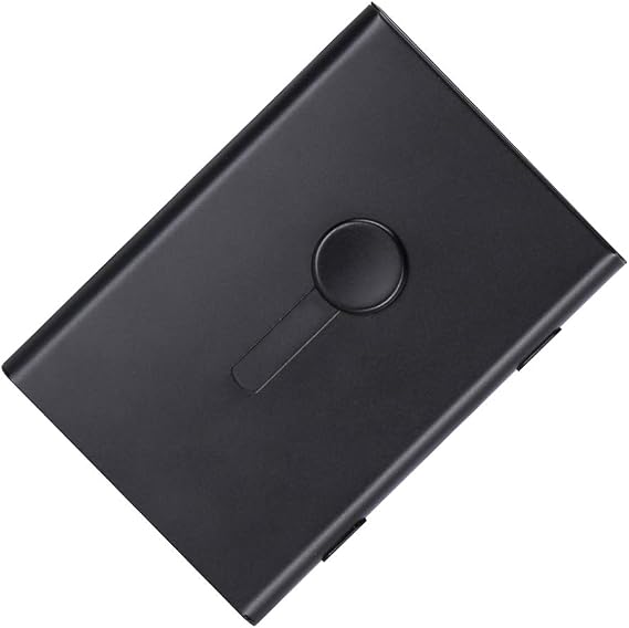 Stainless Steel Business Card Holder for Men & Women, Pocket Business Card Case Thumb-Drive Business Name Credit ID Card Holder (Black)