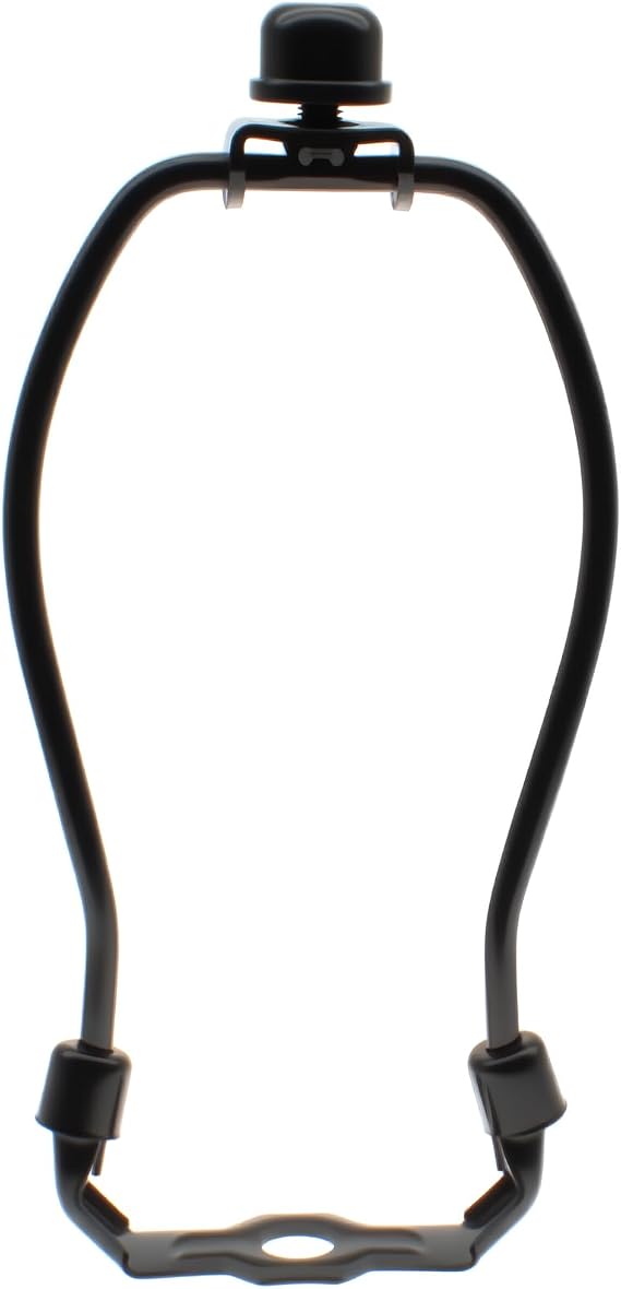 FDXGYH 6 Inch Lamp Shade Harp Holder Kit Horn Frame Lampshade Bracket | Heavy Duty with Solid lamp finial Cap for Table and Floor Lamps [Black]