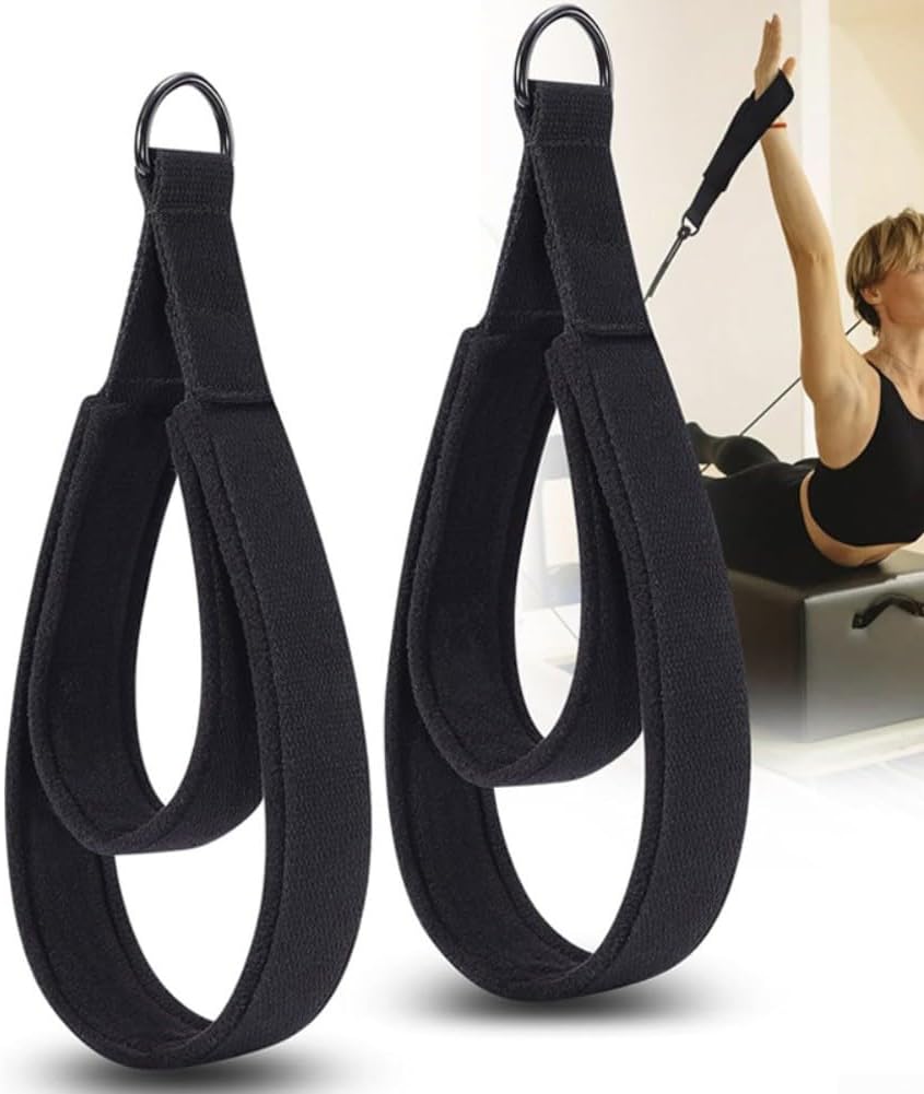 Double Loop Reformer Straps Set for Yoga Pilates Foot Strap and Hand Pull Strap Use with Reformers and Mat-Based Workouts