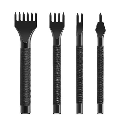 Leather Craft Tool 1/2/4/6 Prong DIY Lacing Stitching Punches Hole, Leather Craft Kits (5mm), Black