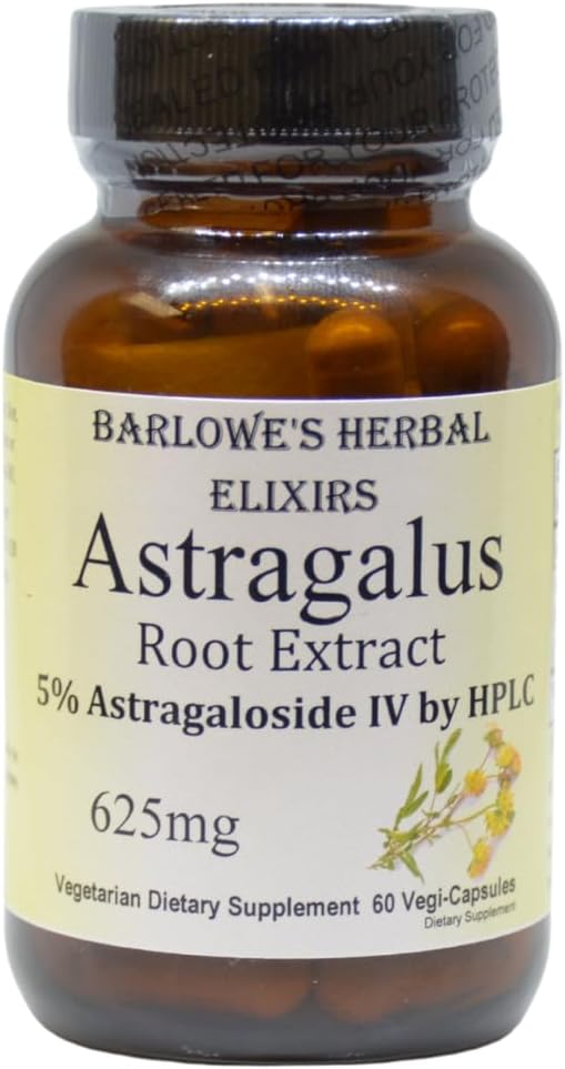 Barlowe's Herbal Elixirs Astragalus | 5% Astragaloside IV by HPLC | Clean Lable | Stearate Free | Glass Bottle