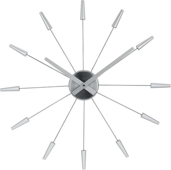 NexTime wall clock PLUG INN very silent silver made of stainless steel ø 58 cm