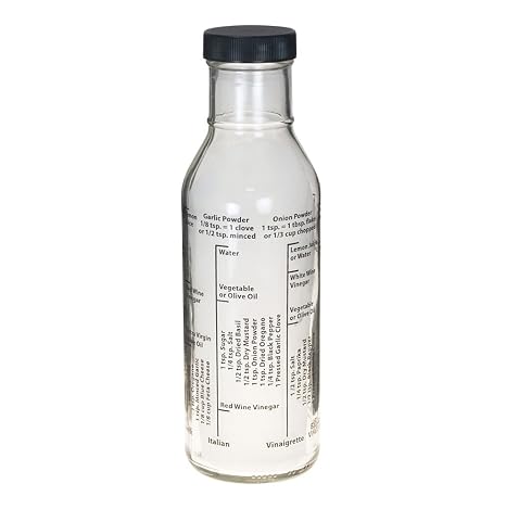 Kolder Salad Dressing Mixer Bottle with 8 Classic Recipes, Glass, 13-Ounce Capacity