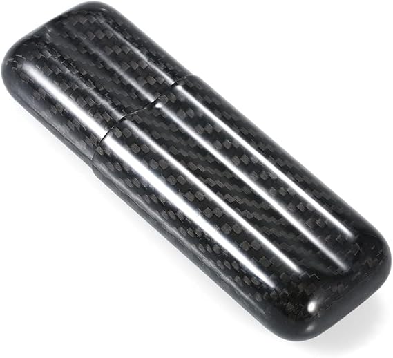 Cigar Case, Ultra Lightweight Carbon Fiber Humidity Proof 2-Hole Design Portable Cigar Holder for Travel and Daily Use