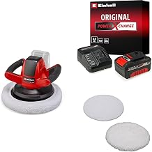 Einhell CE-CB 18/254 Li - Solo Akülü Polisaj Makinesi + 18V 4,0 Ah PXC Starter Kit, Akü ve Şarj Cihazı + CE-CB 18 ve CC-PO 90 İçin Polisaj Ped Seti