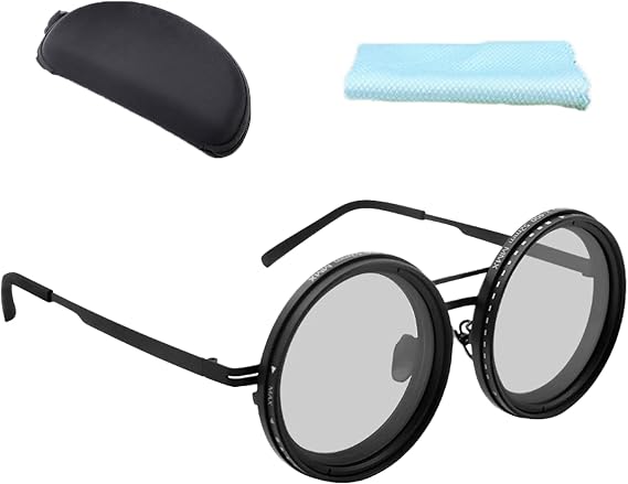 Adjustable Tint Sunglasses, Adjustable Tint Polarized Round Sunglasses with ND9 Stepless Adjustable Sunglasses, 1-9 Gears Beach Sunglasses - Eyewear with Adjustable Lens