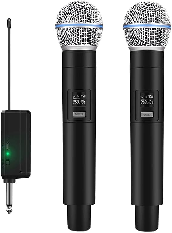 Coverzone Kablosuz Şarkı Mikrofonu 6.35mm Amfi Hoparlör İçin 600 Hz ila 800 KHz Tak ve Çalıştır Kablosuz Mikrofon Dış Mekan İçin WN-06 (Ciftli-WN-06)