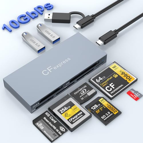 8 in 1 CFexpress Type B Card Reader, 10Gbps Multi CF Express Reader for CFexpress Type BCFXDMSTFSD Reader, CFexpress Adapter Memory Card Reader with USB Gen 3.2  2 for WindowsMacLinuxAndroid