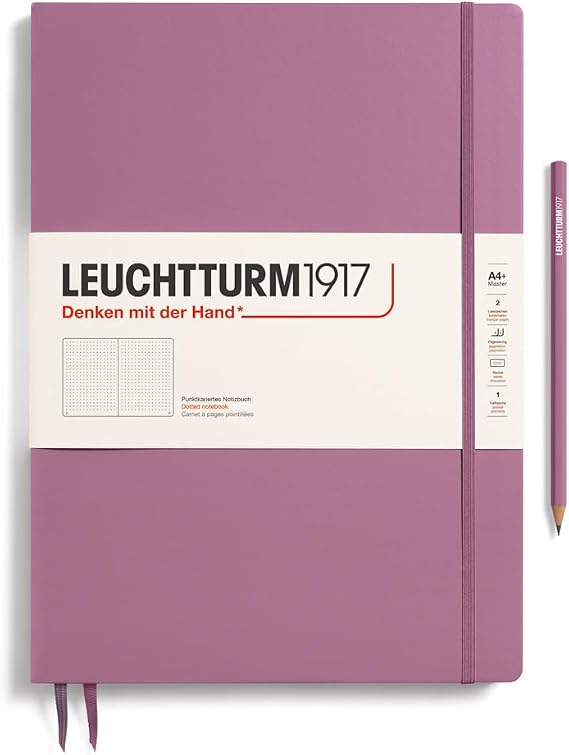 LEUCHTTURM1917 - Notebook Hardcover Master Slim A4+ 123 Numbered Pages for Writing and Journaling (Dusty Rose, Dotted)