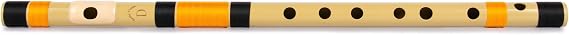 Radhe Flutes | D Natural Left Handed Middle Bansuri | Black & Orange | Tuned With Tanpura A=440Hz | PVC Flute + Hindi & English Flute Lessons