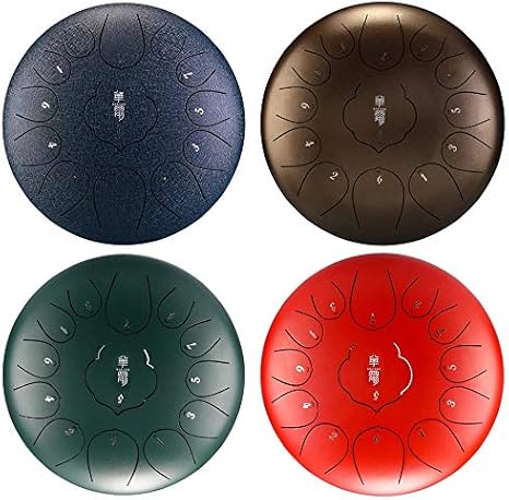 Handpan drum 12 Inch 13 Tone Steel Tongue Drum Hand Pan Drum With Padded Drum Bag And A Pair Of Mallets huedrum Yoga Meditation (bronze)