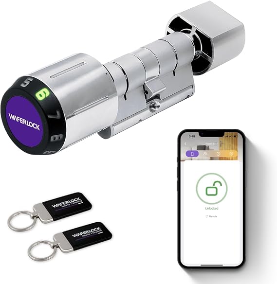 C760 Euro Smart Cylinder, Smart Lock, IP68 Waterproof, Fire Protection, App Control, Bluetooth, RFID Card/Pin Code, Anti-Drill, 30/30-45 (60-75mm), Nickel Finish, EN15684 Certified