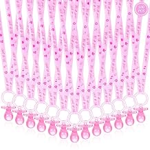 100 Pieces Baby Shower Pacifiers Necklace, Cute Acrylic Pacifier Necklaces for Chupones para Baby Shower Games Charm, Party Favors, Decorations DIY, Gender Reveal Table Scatter(Pink)