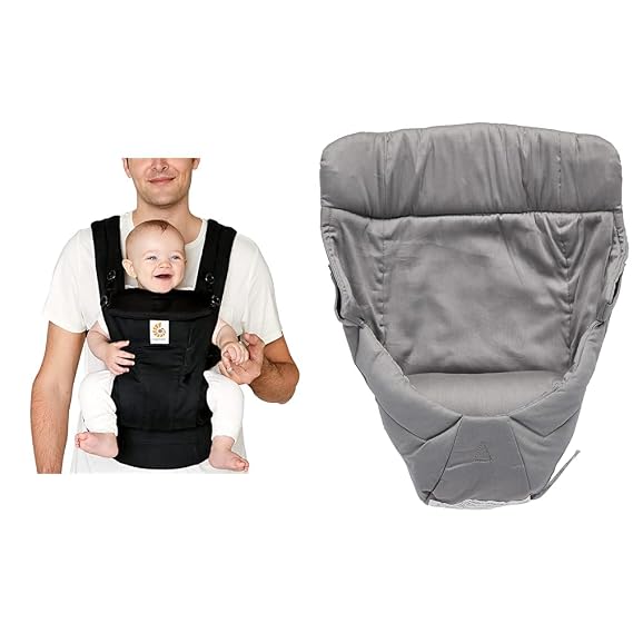 Ergobaby Omni Dream SoftTouch Cotton Baby Carrier with Enhanced Lumbar Support (7-45 lb) Bundle with Easy Snug Infant Insert