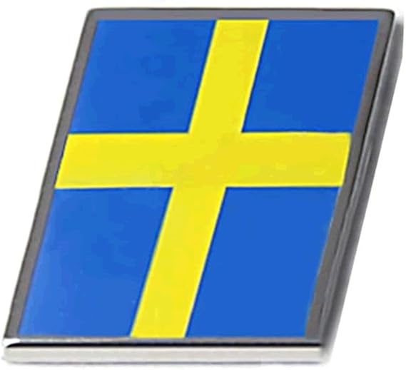 3D Car Metal Aluminium Logo 3D Sticker R Design Emblem Badge for Volvo S40 S60 S80 V40 V50 V60 S90 C30 XC40 XC60 XC70 XC90 (Flag of Sweden)