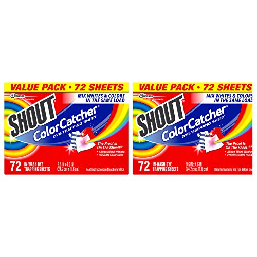 Shout Color Catcher Sheets for Laundry, Maintains Clothes Original Colors, 72 Count - Pack of 2 144 Total Sheets