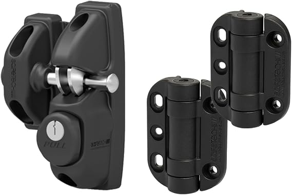Safetech Hardware ViperX1 Gravity Gate Latch & TopKlik Gate Hinges Bundle