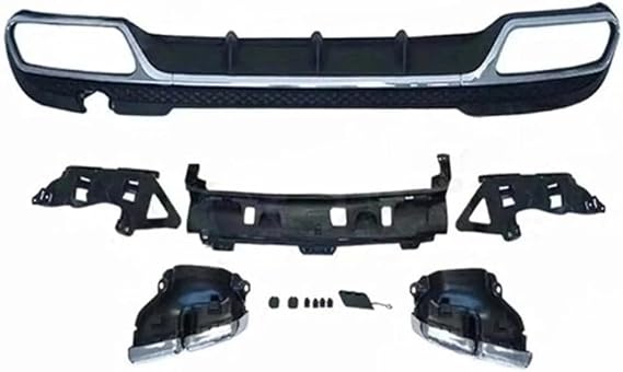 Rear Bumper Compatible For Mercedes Benz E Class W212 E350 E400 E63 AMG Sport 2013 2014 2015-2016 Non For Standard,Lip Diffuser With Exhaust Tips(Silver Silver)