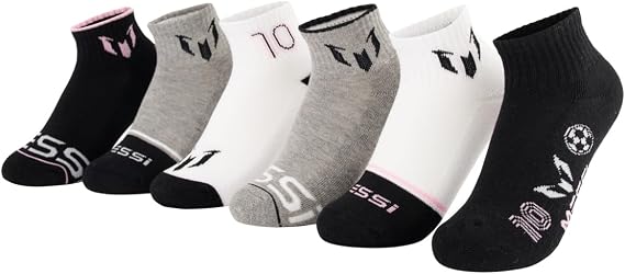 Messi Boys' Lifestyle Ankle Socks, 6-pack, Soft & Stretchy, Comfortable