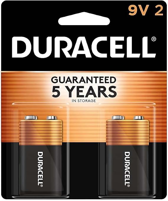 Duracell Coppertop 9V Battery, 2 Count, Smoke Detector, Long-lasting
