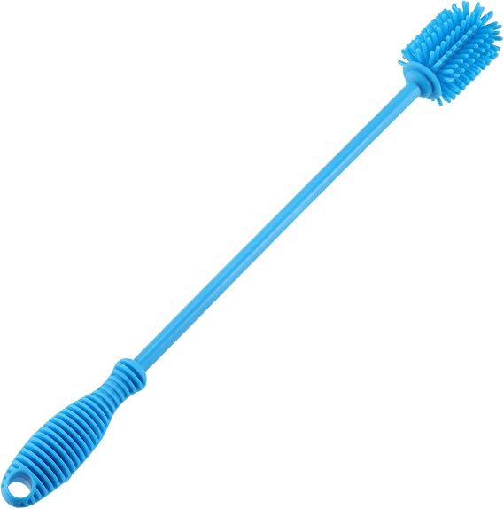 Silicone Bottle Cleaning Brush with Long Handle, BPA Free 12.5" Water Bottle Cleaner for Baby Bottles, Hydro Flask, Sports Bottle, Vase, Glassware, Perfect for Smaller Diameter Bottle Openings (Blue)